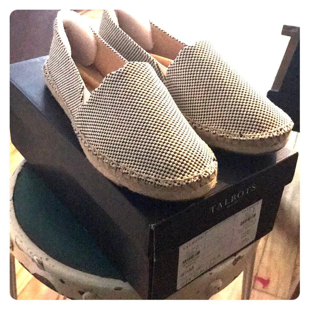 TALBOTS IZZY SCALLOP ESPADRILLES SHOES(IVORY/NAVY)